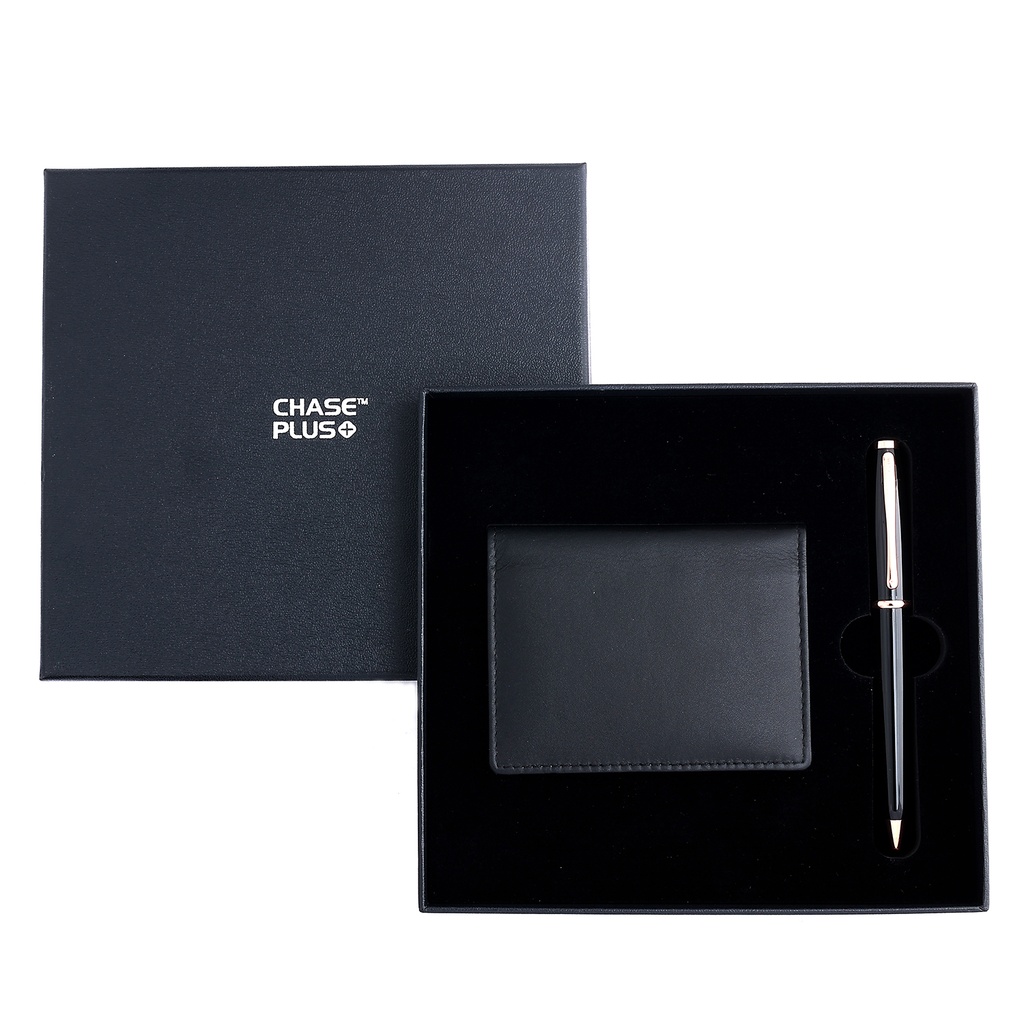 CHASE PLUS Business Gift Set- Premio BCH and Lexer Black Rosegold Pen