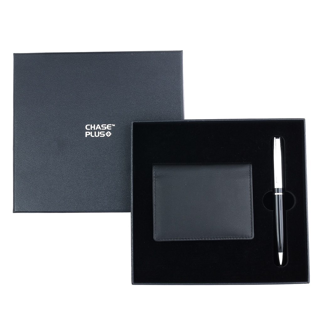 CHASE PLUS Business Gift Set- Premio BCH and Kanora Black Chrome Pen