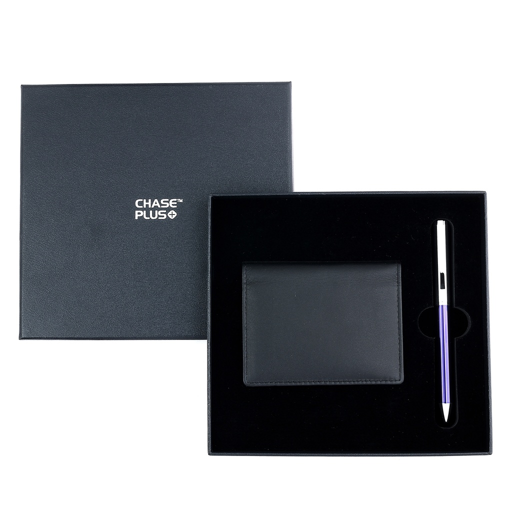 CHASE PLUS Business Gift Set- Premio BCH and Danza Blue Chrome Pen