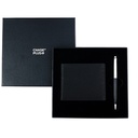 CHASE PLUS Business Gift Set-Glasgow Men's Wallet and Libro Black Chrome Pen 