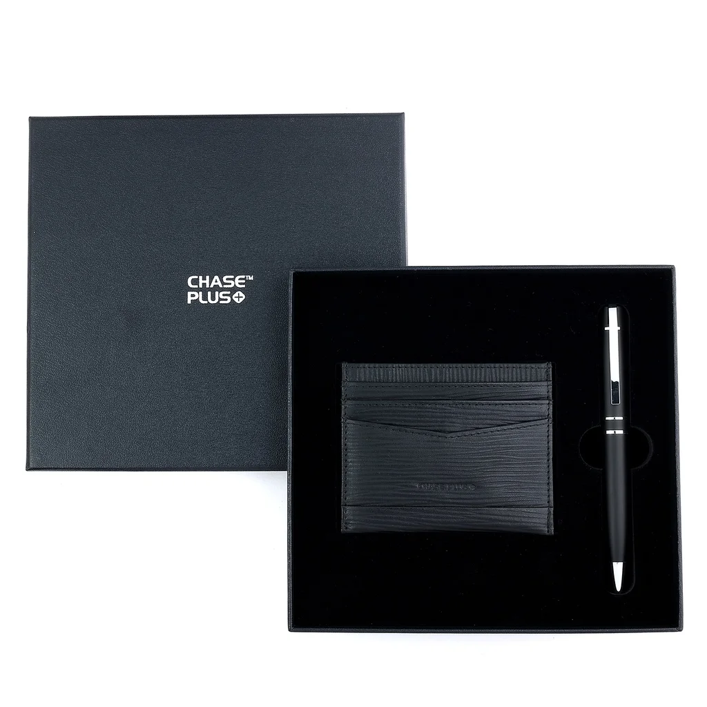 CHASE PLUS Business Gift Set-Retso Credit Card Holder and Kanora Matt Black Pen