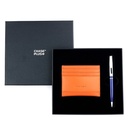 CHASE PLUS Business Gift Set- Bristol Credit Card Holder and Kanora Blue Chrome Pen