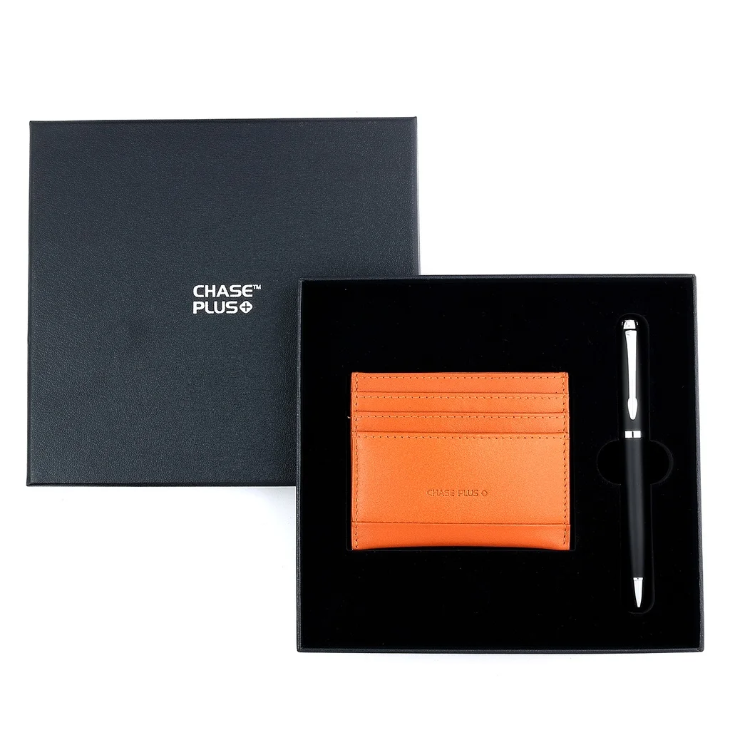 CHASE PLUS Business Gift Set- Bristol Credit Card Holder and Libro Matt Black Pen