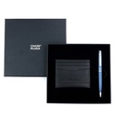 CHASE PLUS Business Gift Set- Glasgow Credit Card Holder and Kanora Matt Blue Pen