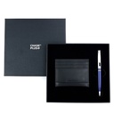 CHASE PLUS Business Gift Set- Premio Credit Card Holder and Kanora Blue Chrome Pen 
