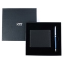 CHASE PLUS Business Gift Set-Glasgow Men's Wallet and Libro Matt Blue Pen 