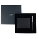 CHASE PLUS Business Gift Set-Glasgow Men's Wallet and Danza Black Chrome Pen 