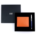 CHASE PLUS Business Gift Set-Bristol Men's Wallet and Kanora Blue Chrome Pen 
