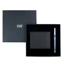 CHASE PLUS Business Gift Set-Premio Men's Wallet and Kanora Matt Blue Pen 