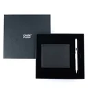 CHASE PLUS Business Gift Set-Premio Men's Wallet and Danza Matt Silver Pen 