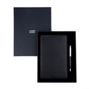 Business Gift Set-Capre Leather Covered Organizer Black and Libro Black Chrome Pen 