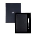 Business Gift Set-Capre Leather Covered Organizer Black and Kanora Black Chrome Pen 