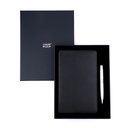 Business Gift Set-Capre Leather Covered Organizer Black and Kanora Matt Silver Pen 