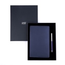 Business Gift Set-Capre Leather Covered Organizer Blue and Danza Blue Chrome Pen