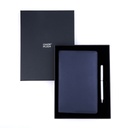 Business Gift Set-Capre Leather Covered Organizer Blue and Danza Matt Silver Pen