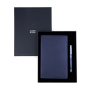 Business Gift Set-Capre Leather Covered Organizer Blue and Kanora Matt Blue Pen 