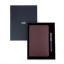 Business Gift Set-Capre Leather Covered Organizer Chocolate Brown and Danza Blue Chrome Pen 