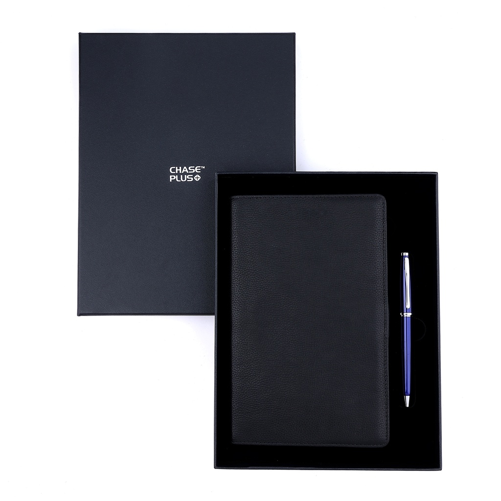Business Gift Set-Domino Leather Covered Organizer and Lexer Blue Pen