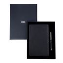 Business Gift Set-Domino Leather Covered Organizer and Danza Black Chrome Pen 