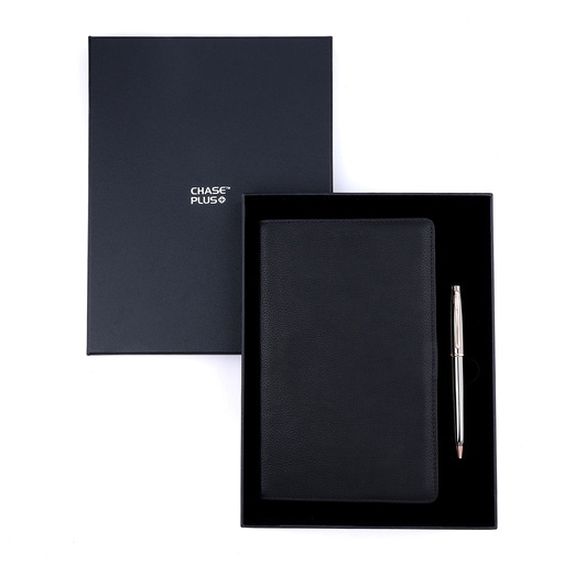 [CMB8897-1] Business Gift Set-Domino Leather Covered Organizer and Lexer Gun Metal Pen