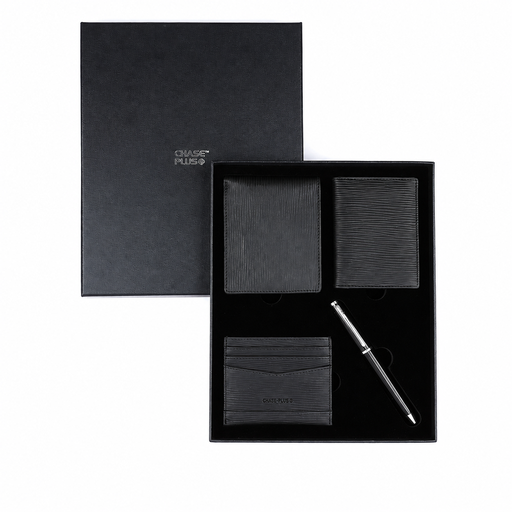 [CMB88924-4] CHASE PLUS Business Gift Set Retso Men's Wallet, Credit Card Holder, BCH and Lexer Black Pen   