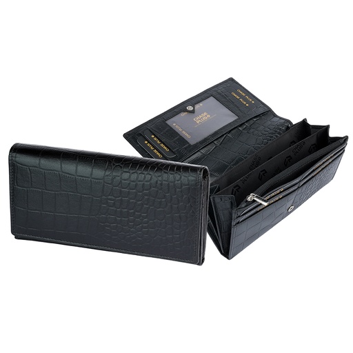 [CROCBK9095] CHASE PLUS Ladies Wallet Fiora black Croco