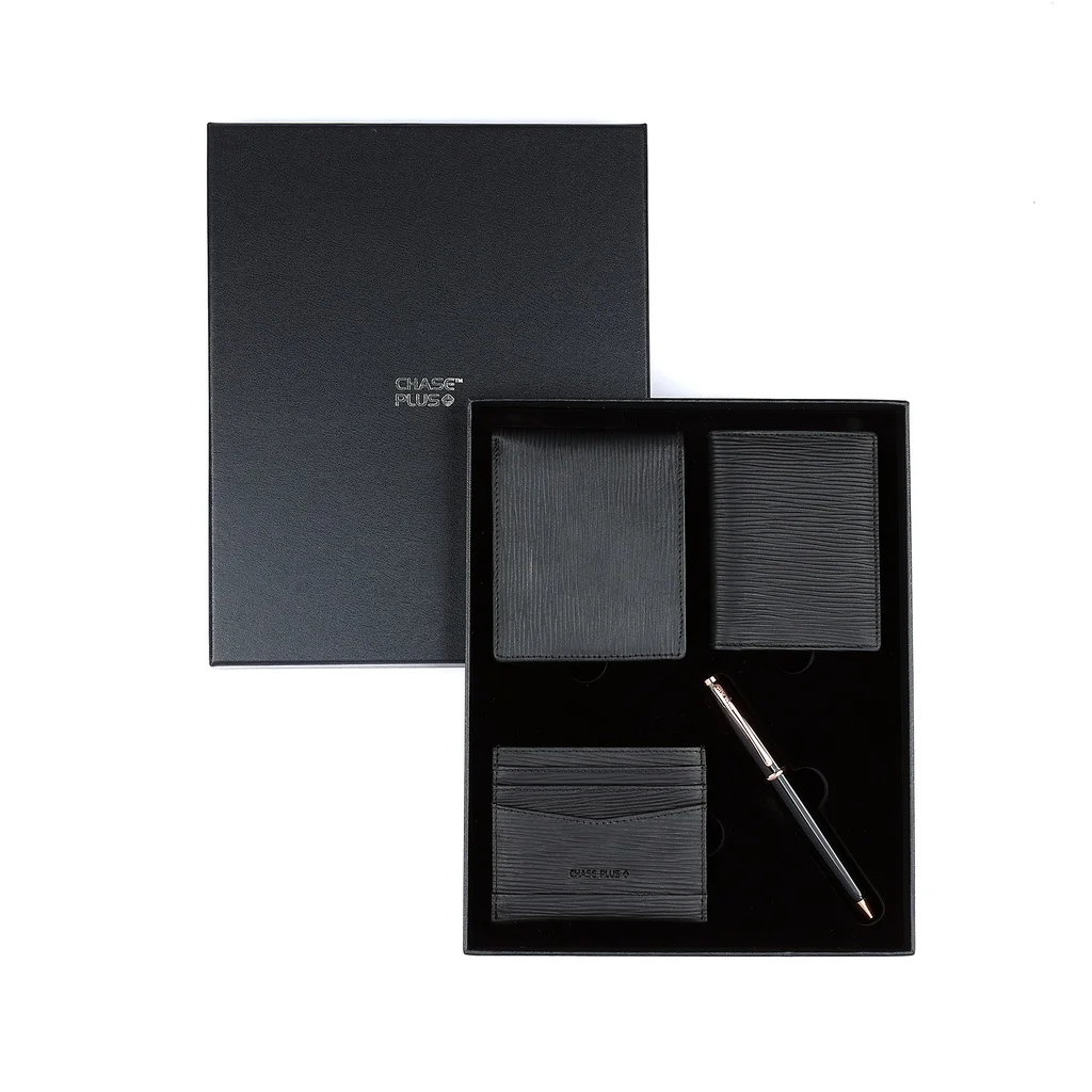 CHASE PLUS Business Gift Set Men's Wallet, Credit Card Holder, BCH and Pen