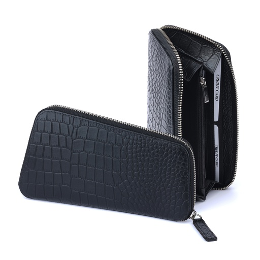 [CROCBK9096] CHASE PLUS Ladies Wallet Orva black Croco 