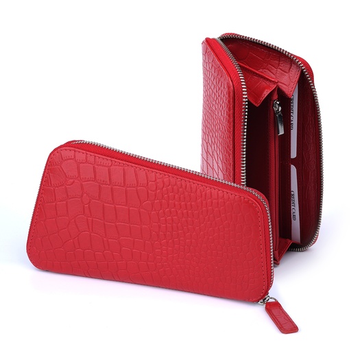 [CROCRD9096] CHASE PLUS Ladies Wallet Orva red Croco
