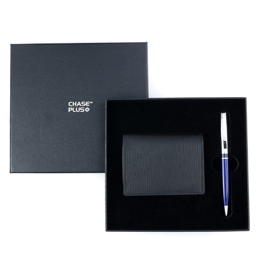 [CMB8853-2] CHASE PLUS Business Gift Set- Retso BCH and Kanora Blue Chrome Pen