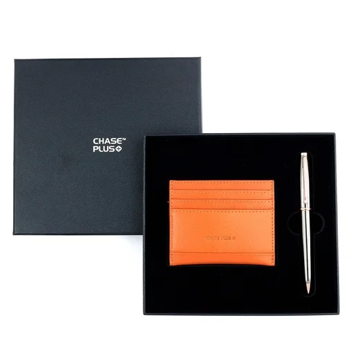 CHASE PLUS Business Gift Set- Bristol Credit Card Holder and Lexer Gun Metal Pen