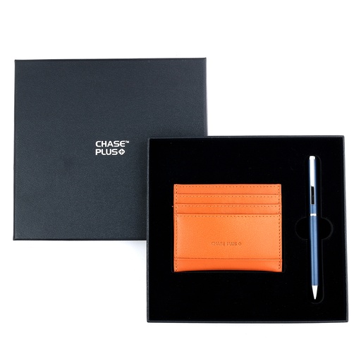 [CMB8870-4] CHASE PLUS Business Gift Set- Bristol Credit Card Holder and Danza Matt Blue Pen