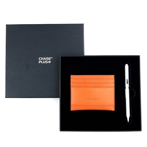 [CMB8870-5] CHASE PLUS Business Gift Set- Bristol Credit Card Holder and Danza Matt Silver Pen