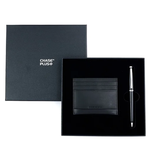 CHASE PLUS Business Gift Set- Premio Credit Card Holder and Lexer Black Pen