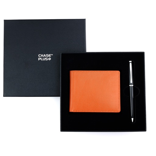 [CMB8826-4] CHASE PLUS Business Gift Set-Bristol Men's Wallet and Lexer Black Pen 