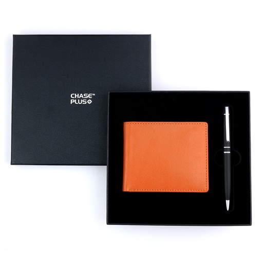 [CMB8821-1] CHASE PLUS Business Gift Set-Bristol Men's Wallet and Kanora Matt Black Pen