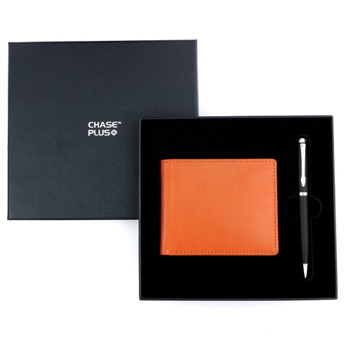 [CMB8816-1] CHASE PLUS Business Gift Set-Bristol Men's Wallet and Libro Matt Black Pen