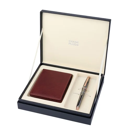 CHASE PLUS Business Gift Set Oxford Men's Wallet and Lexer Gun Metal Pen