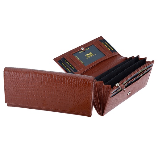 [CROCBR9095] CHASE PLUS Ladies Wallet Fiora brown Croco