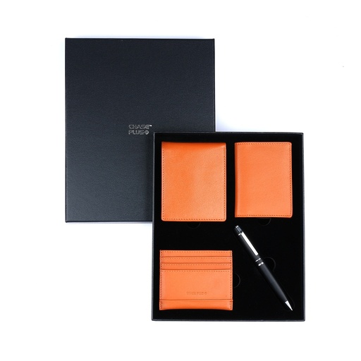 [CMB88913-1] CHASE PLUS Business Gift Set Bristol Men's Wallet, Credit Card Holder, BCH and Kanora Matt Black Pen