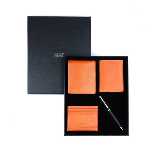 [CMB88914-1] CHASE PLUS Business Gift Set Bristol Men's Wallet, Credit Card Holder, BCH and Libro Matt Black Pen 
