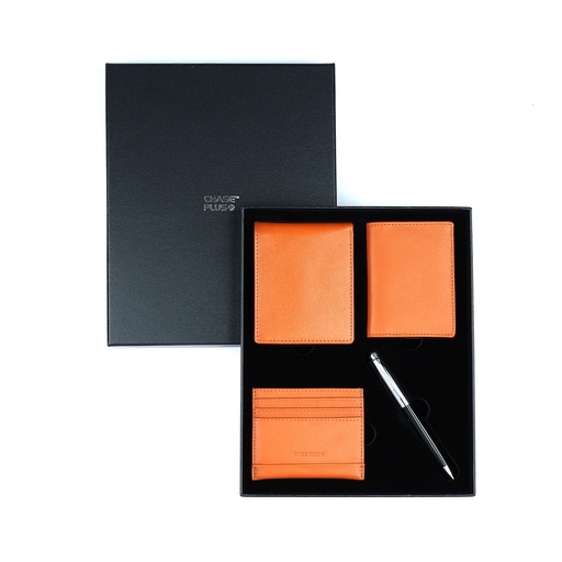[CMB88914-3] CHASE PLUS Business Gift Set Bristol Men's Wallet, Credit Card Holder, BCH and Libro Black Chrome Pen 