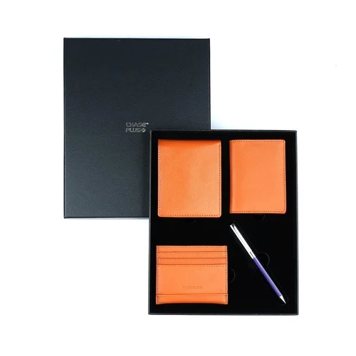 [CMB88915-2] CHASE PLUS Business Gift Set Bristol Men's Wallet, Credit Card Holder, BCH and Danza Blue Chrome Pen 